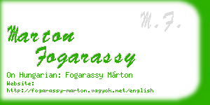marton fogarassy business card